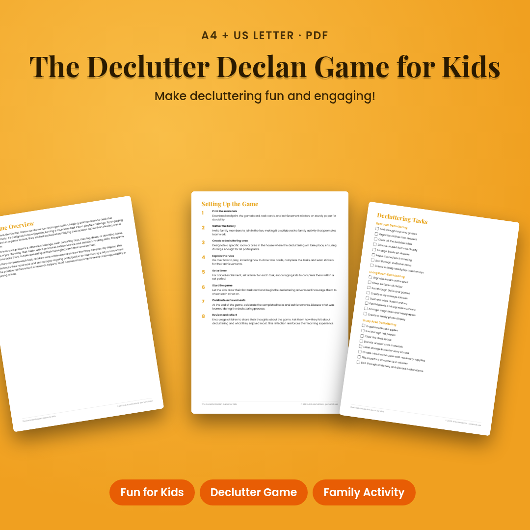 The Declutter Declan Game for Kids