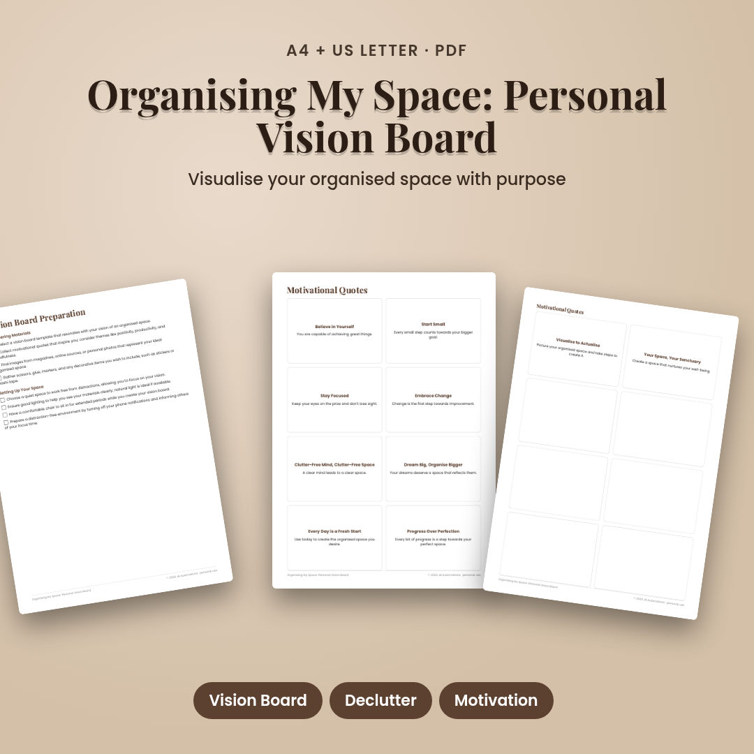 Organising My Space: Personal Vision Board