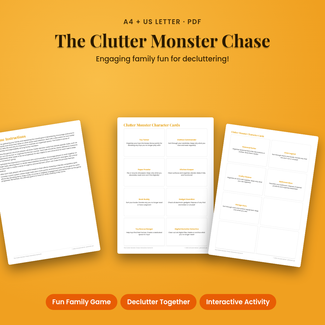 The Clutter Monster Chase: Interactive Game Kit