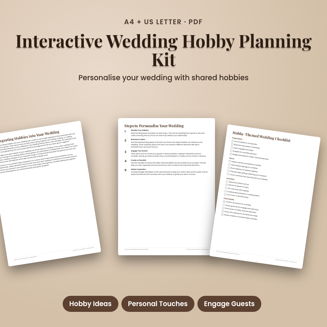 Interactive Wedding Hobby Planning Kit