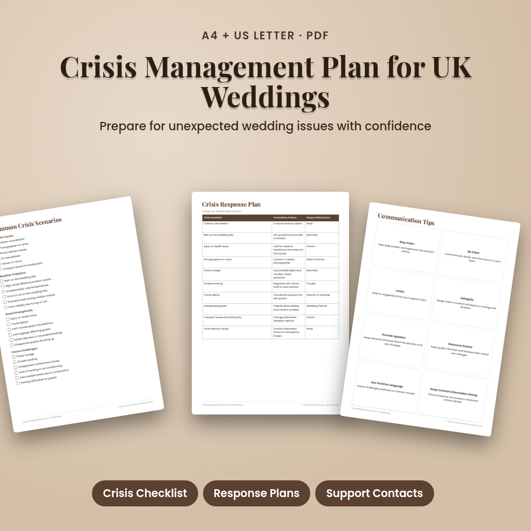 Crisis Management Plan for UK Weddings