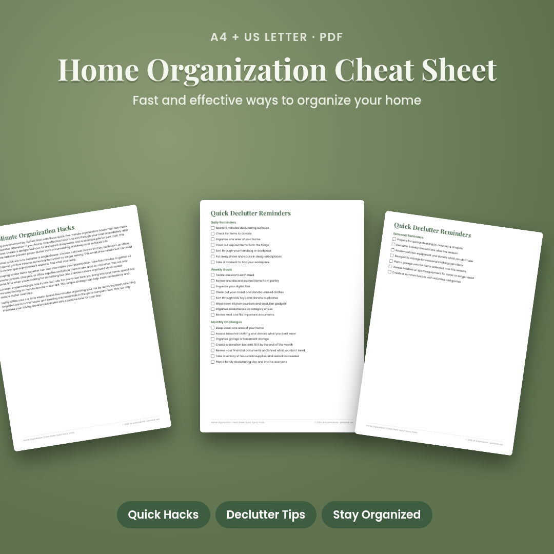 Home Organization Cheat Sheet: Quick Tips & Tricks