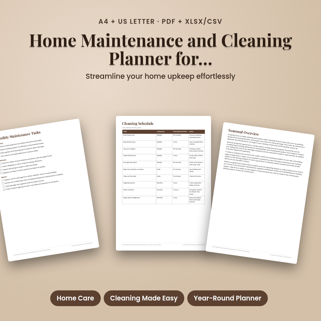 Home Maintenance and Cleaning Planner for Year-Round Clarity