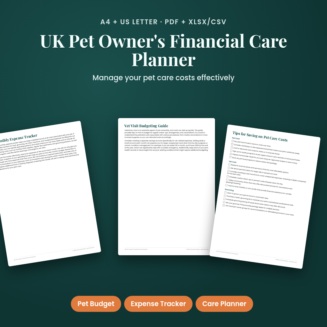 UK Pet Owner's Financial Care Planner