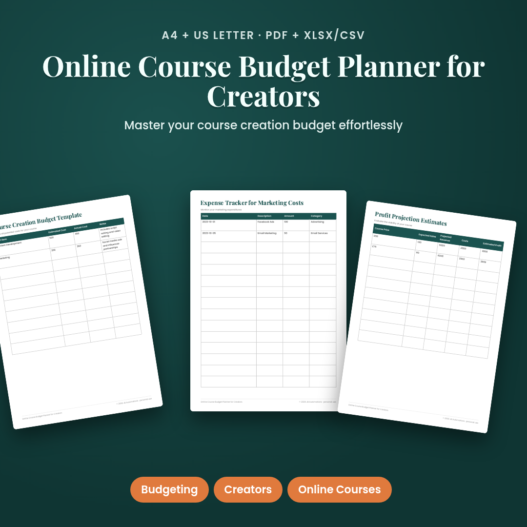 Online Course Budget Planner for Creators