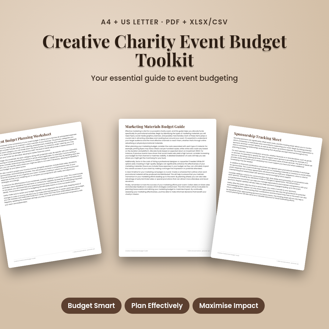 Creative Charity Event Budget Toolkit