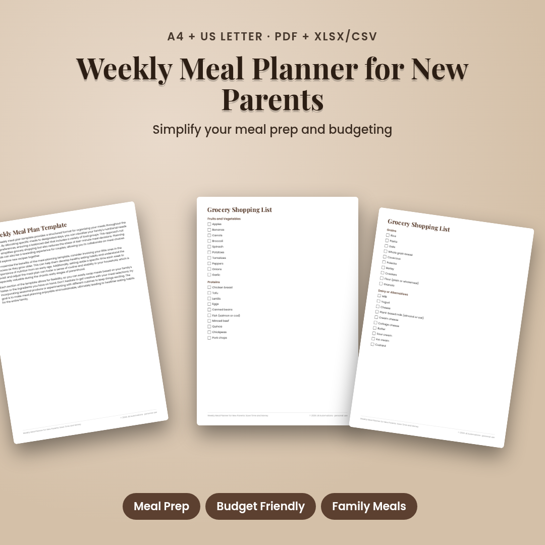 Weekly Meal Planner for New Parents: Save Time and Money