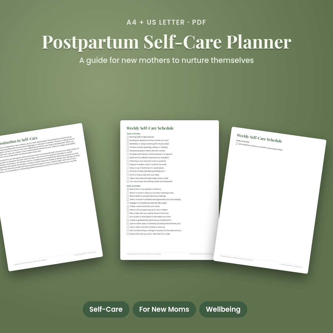 Postpartum Self-Care Planner: Prioritise Your Wellbeing