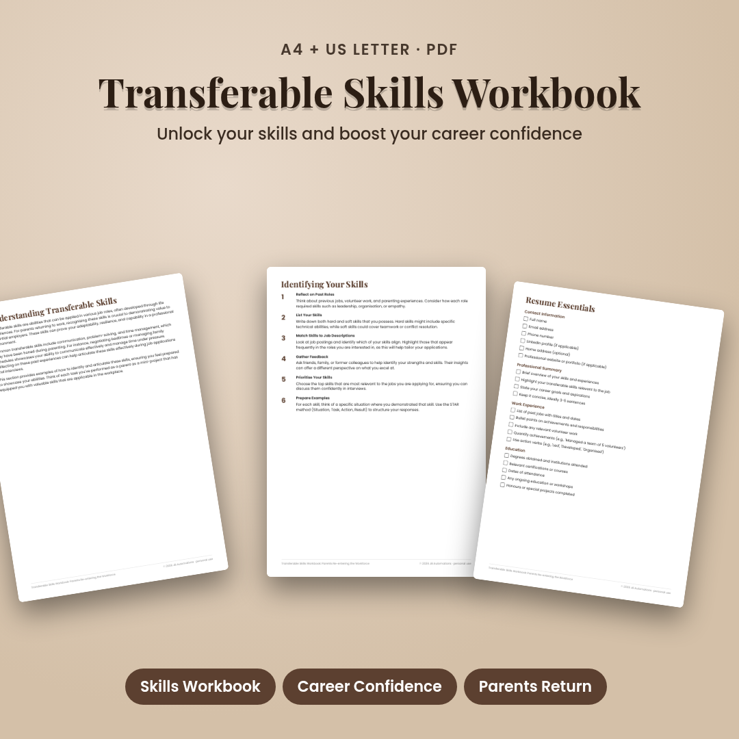 Transferable Skills Workbook: Parents Re-entering the Workforce
