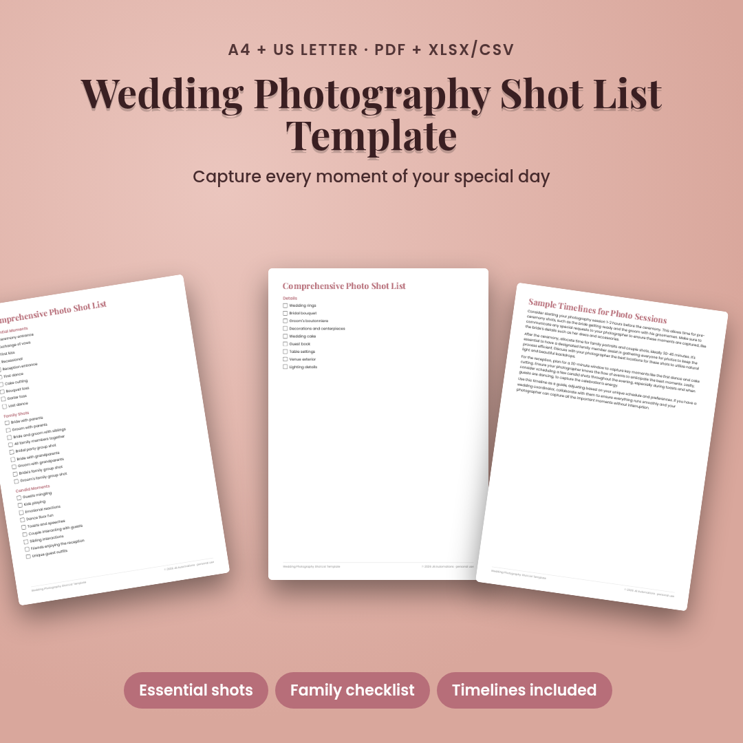 Wedding Photography Shot List Template