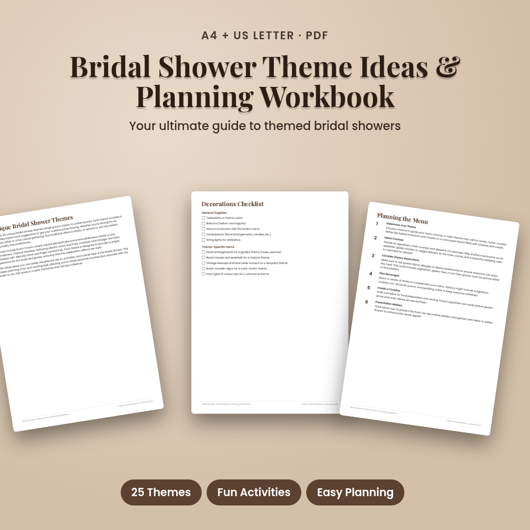 Bridal Shower Theme Ideas & Planning Workbook