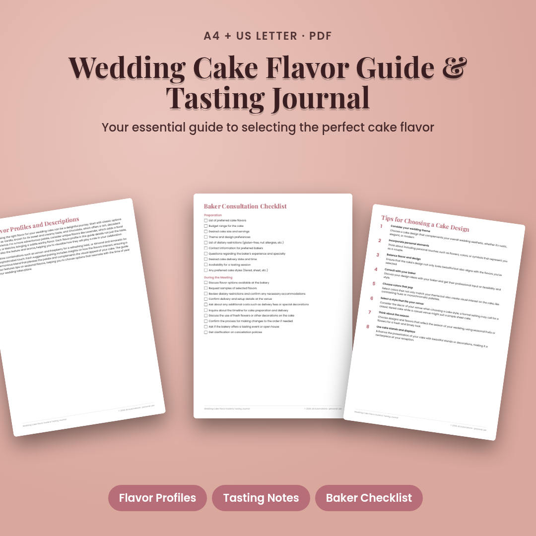 Wedding Cake Flavor Guide & Tasting Journal