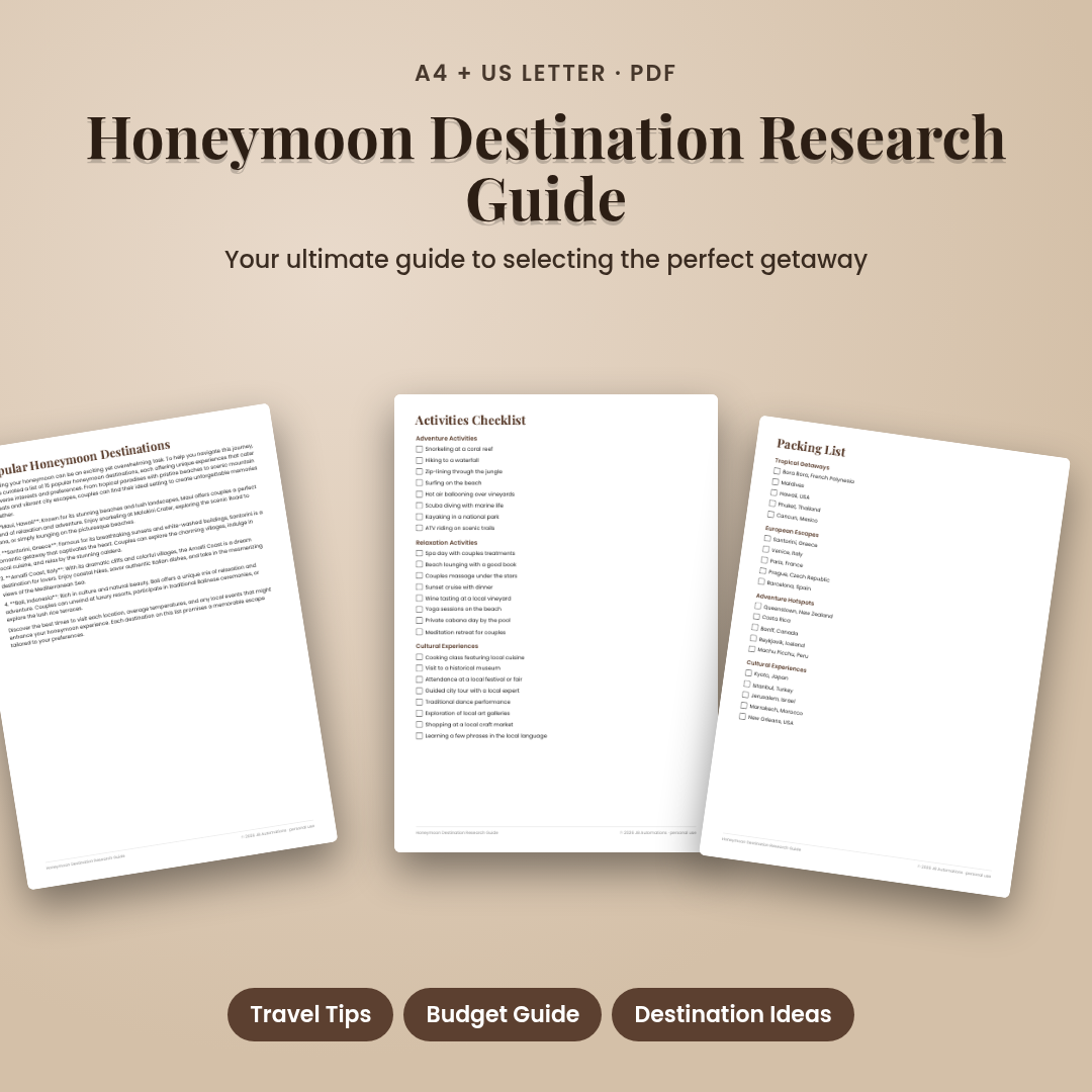 Honeymoon Destination Research Guide