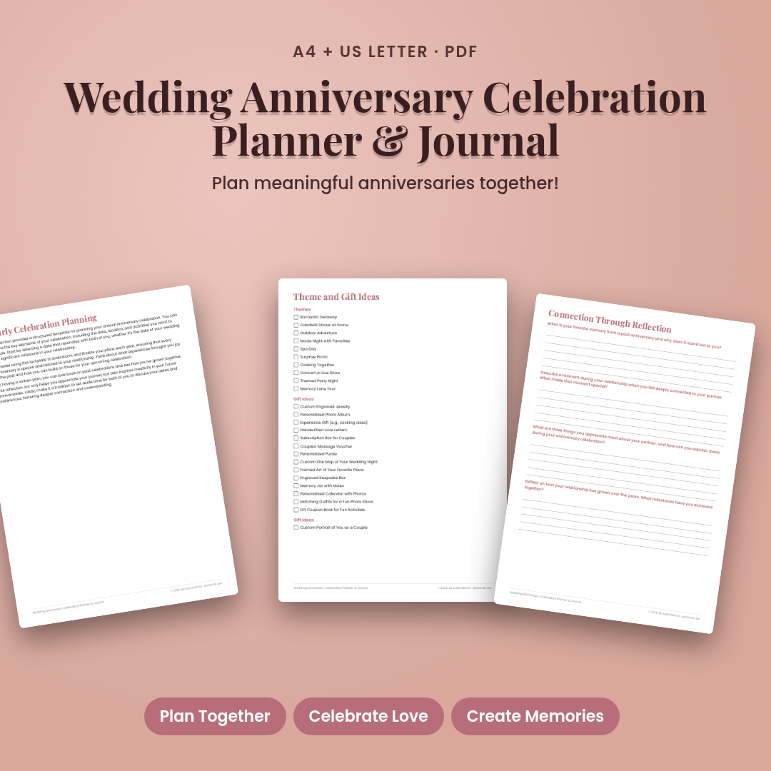 Wedding Anniversary Celebration Planner & Journal