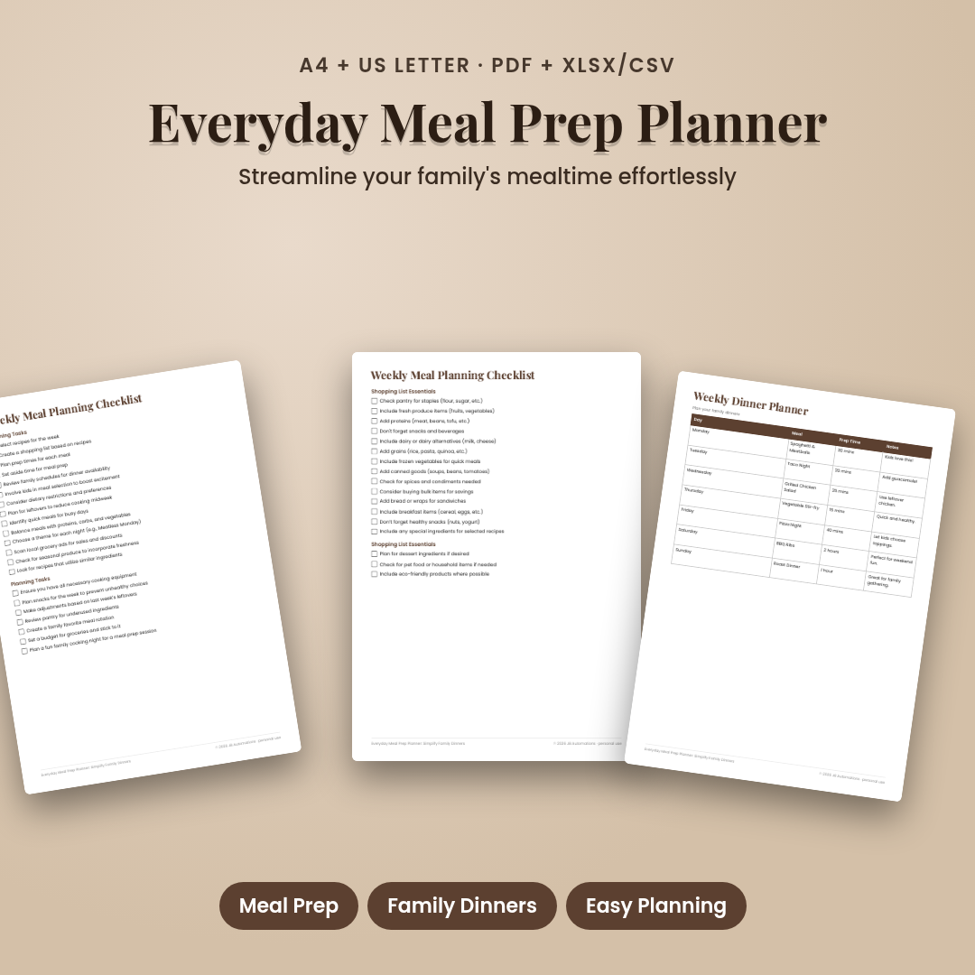 Everyday Meal Prep Planner: Simplify Family Dinners