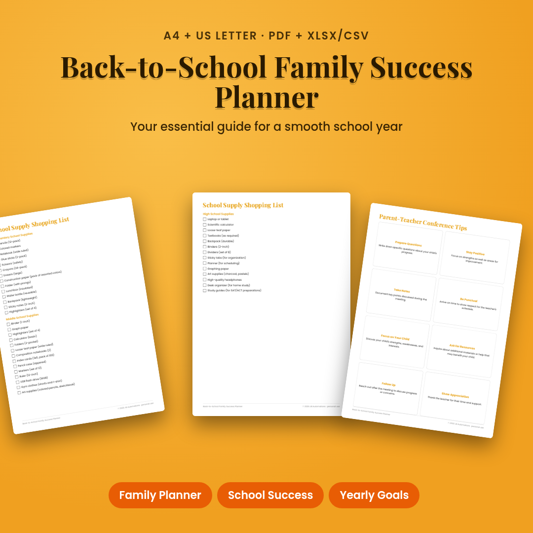 Back-to-School Family Success Planner
