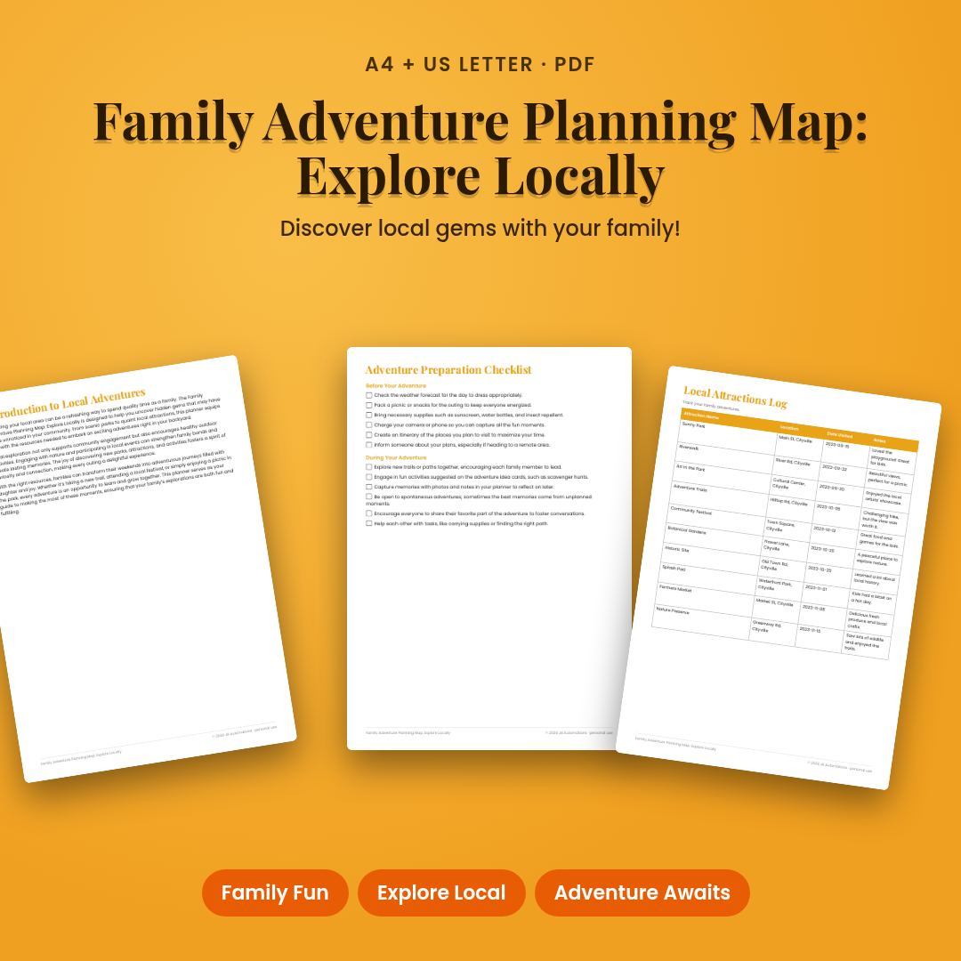 Family Adventure Planning Map: Explore Locally