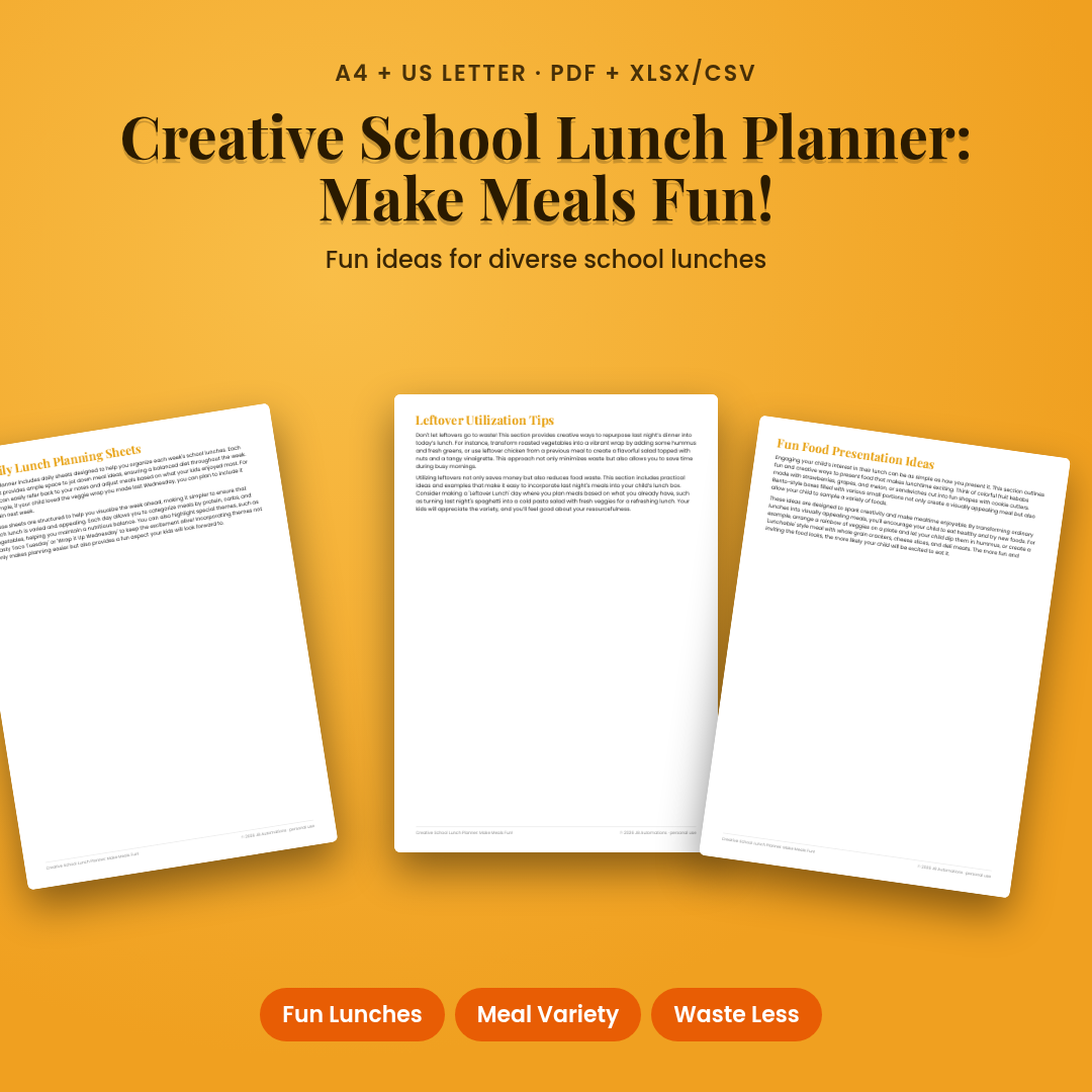 Creative School Lunch Planner: Make Meals Fun!