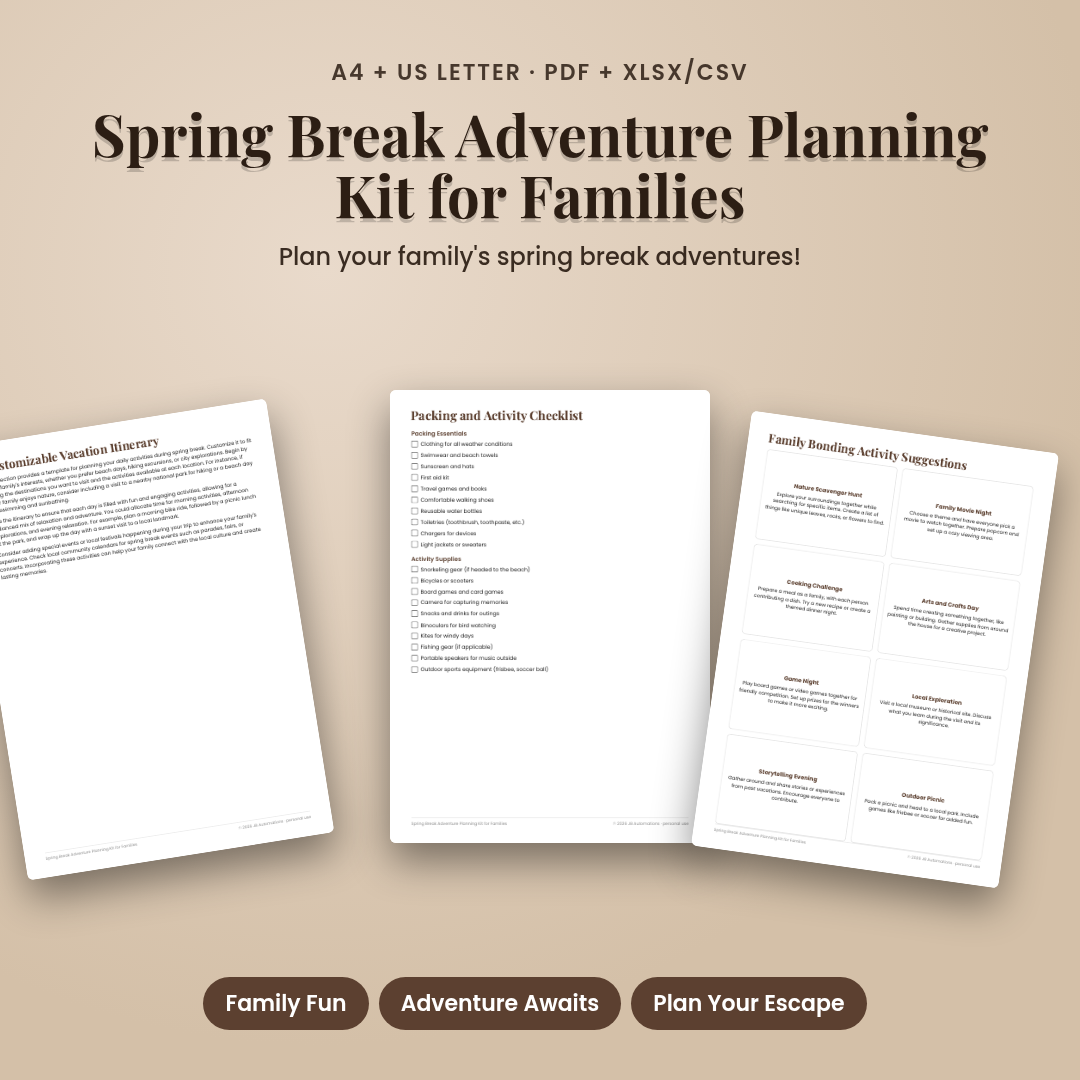 Spring Break Adventure Planning Kit for Families