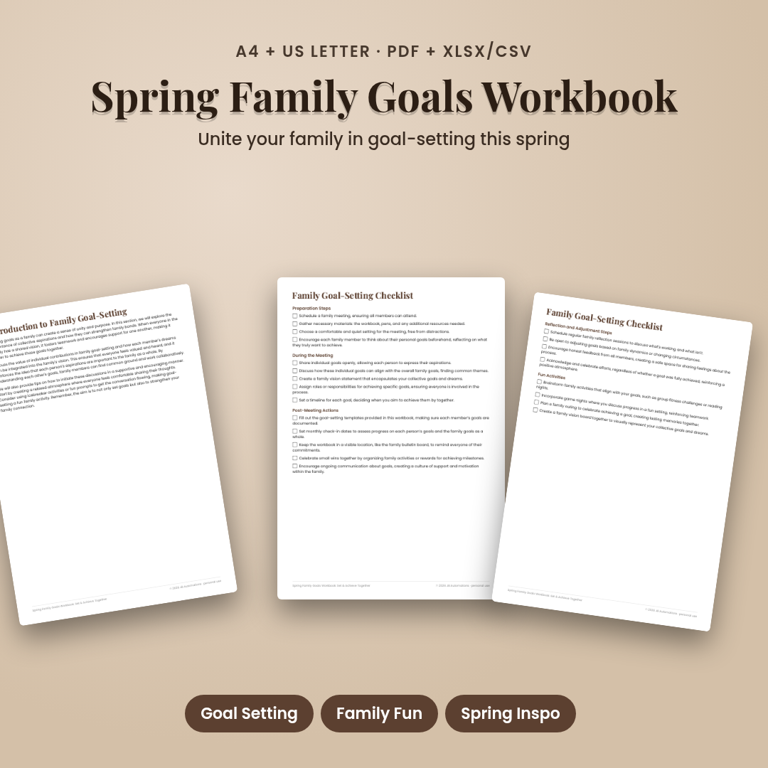 Spring Family Goals Workbook: Set &amp; Achieve Together