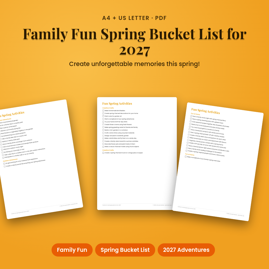 Family Fun Spring Bucket List for 2027