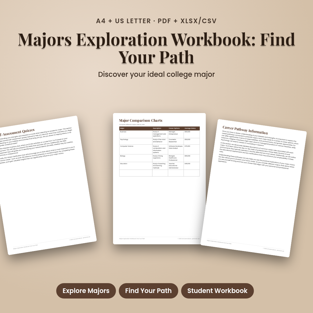 Majors Exploration Workbook: Find Your Path