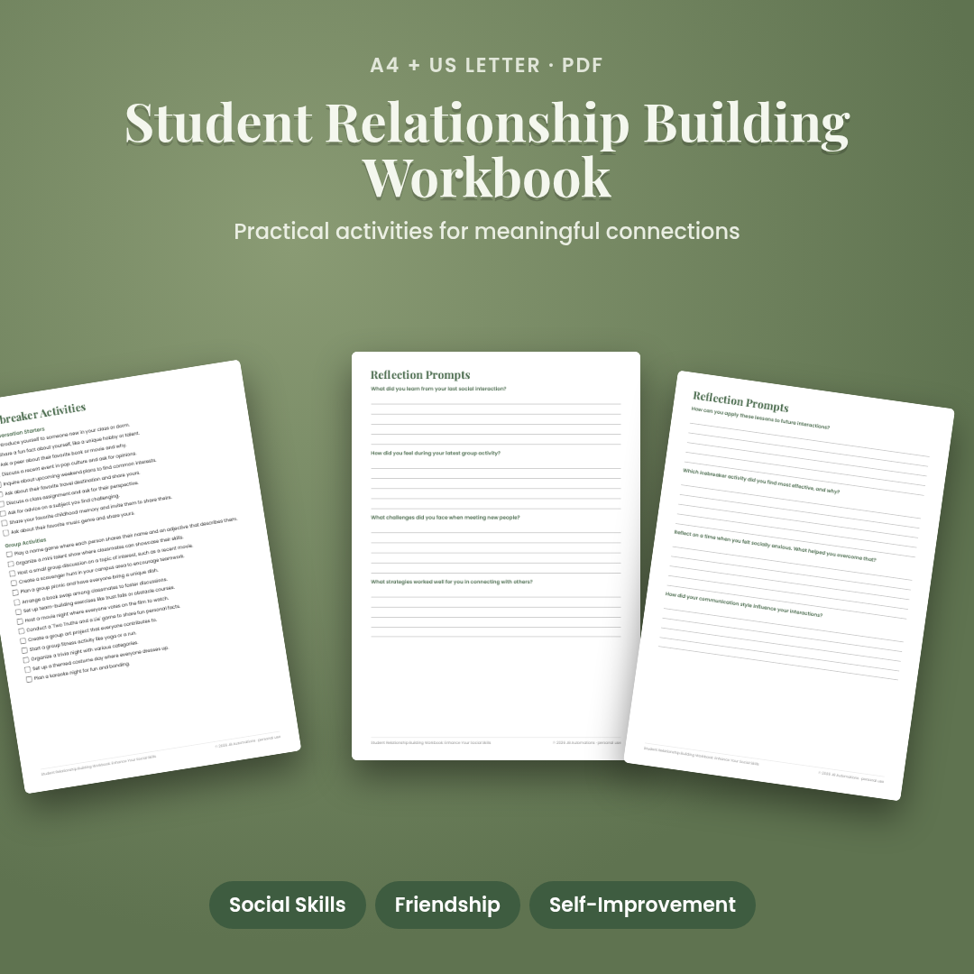 Student Relationship Building Workbook: Enhance Your Social Skills