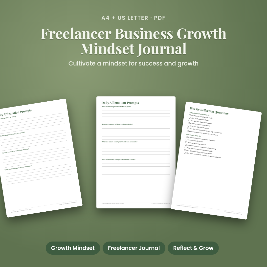 Freelancer Business Growth Mindset Journal
