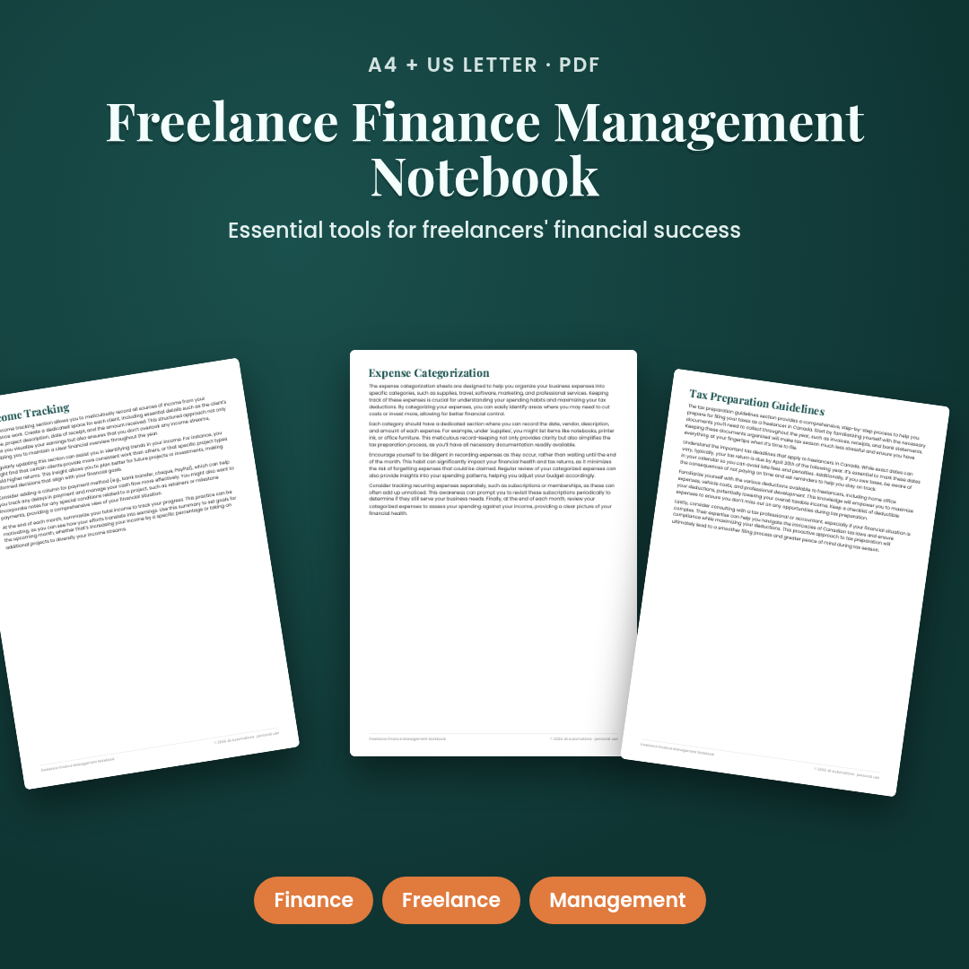 Freelance Finance Management Notebook