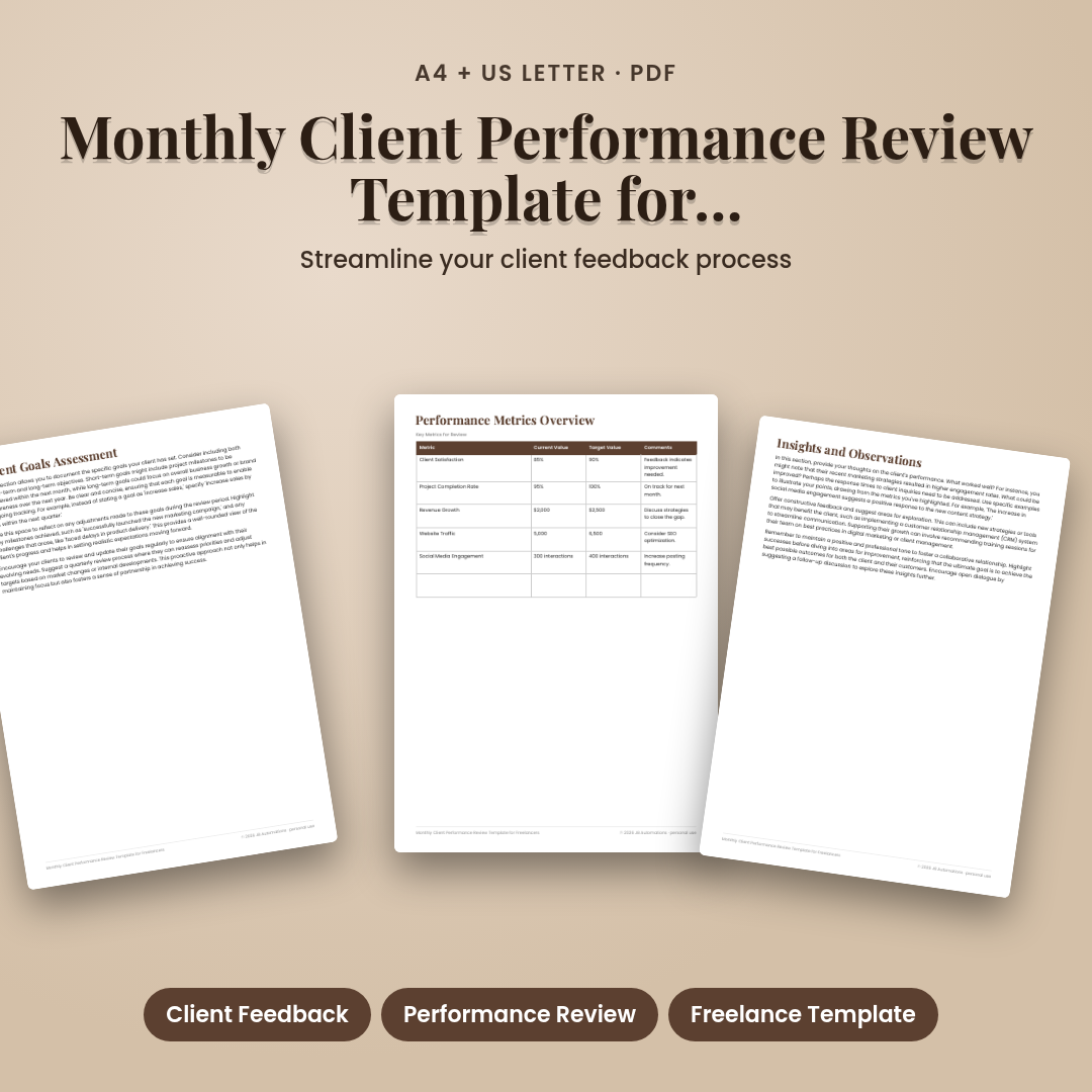 Monthly Client Performance Review Template for Freelancers