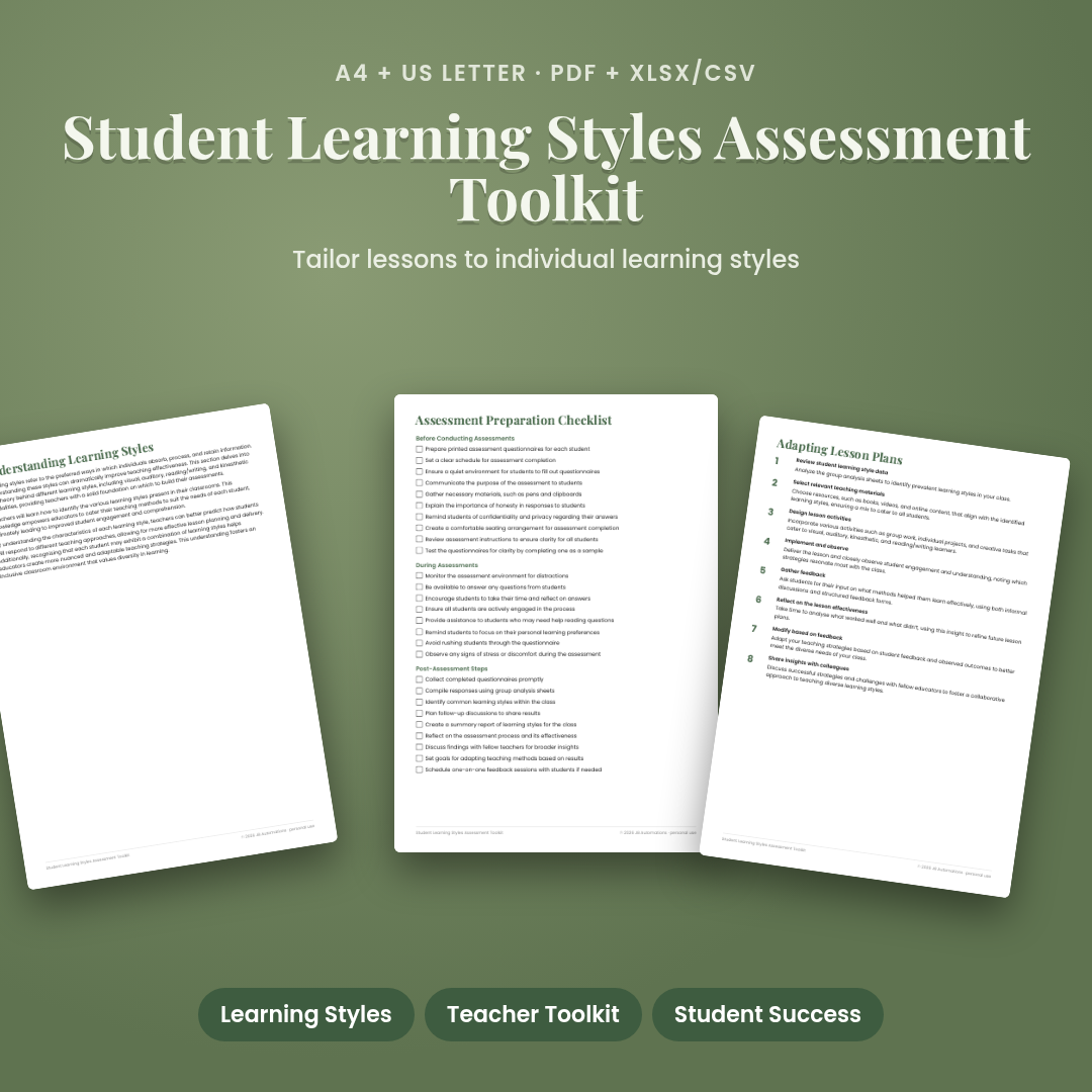 Student Learning Styles Assessment Toolkit