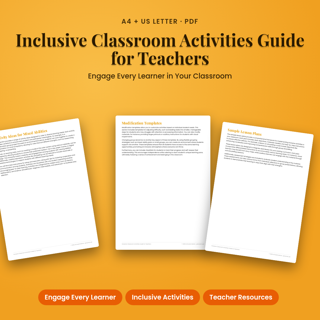 Inclusive Classroom Activities Guide for Teachers