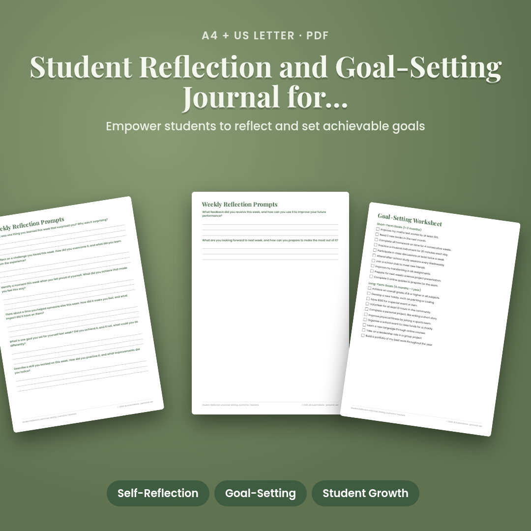 Student Reflection and Goal-Setting Journal for Teachers