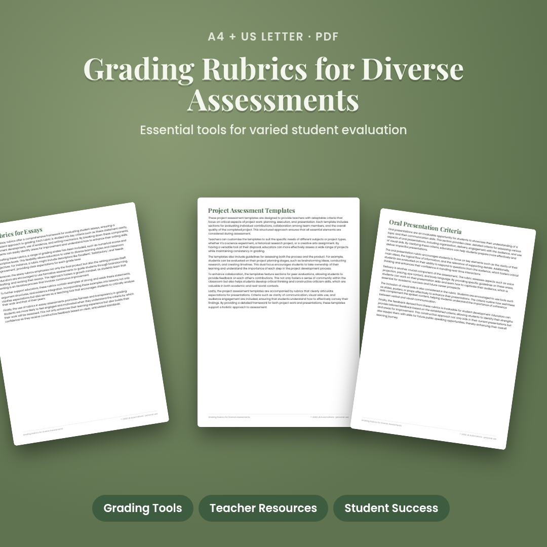 Grading Rubrics for Diverse Assessments