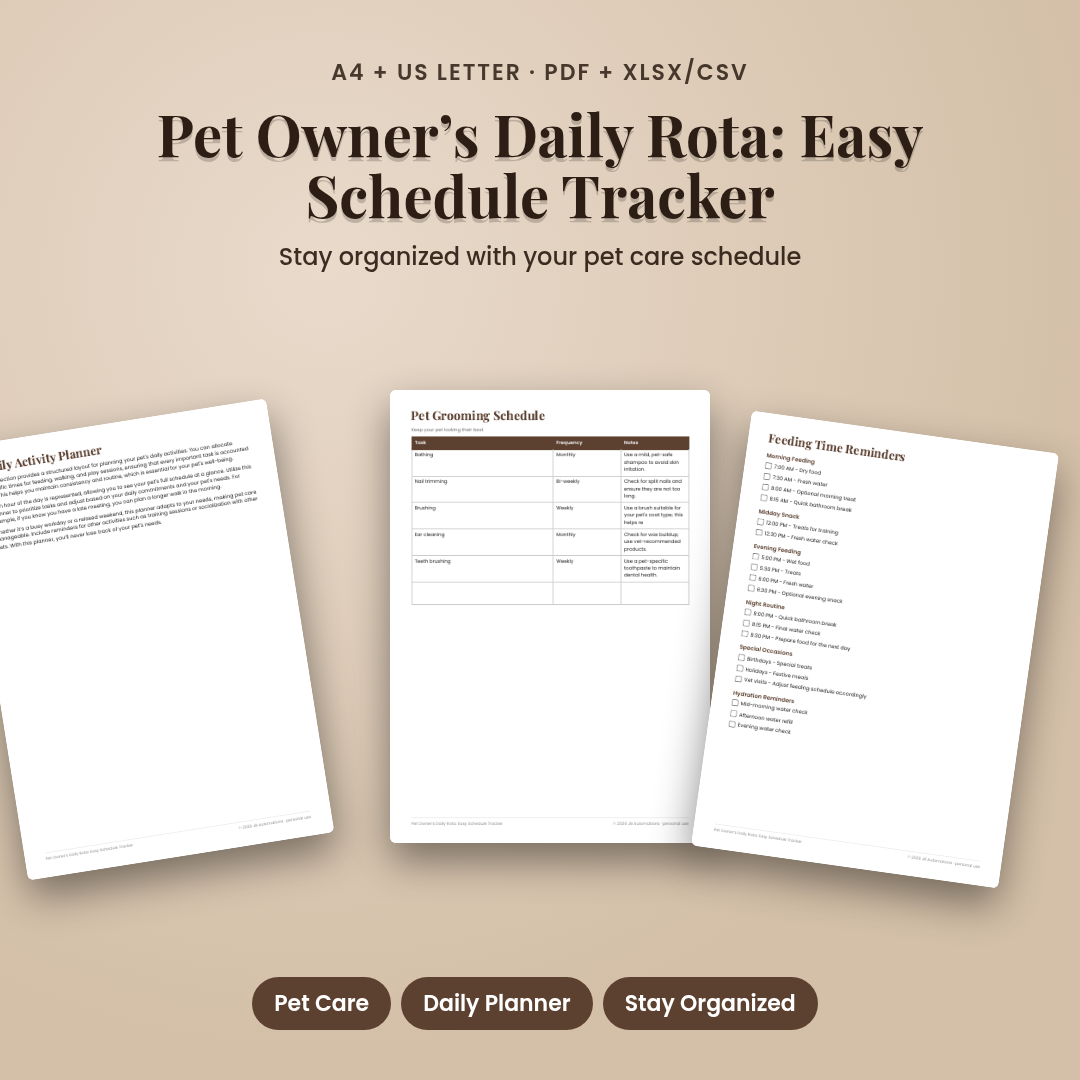 Pet Owner’s Daily Rota: Easy Schedule Tracker