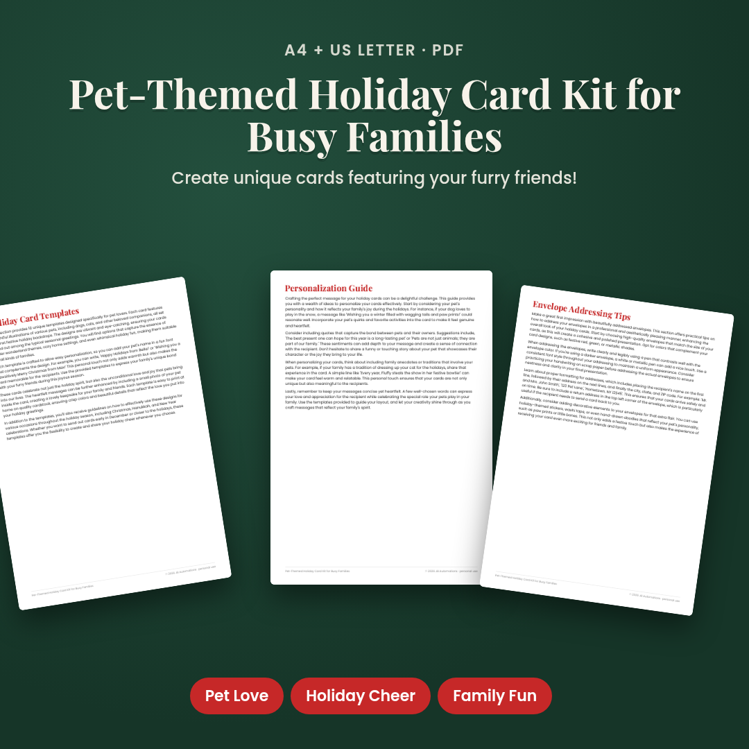 Pet-Themed Holiday Card Kit for Busy Families