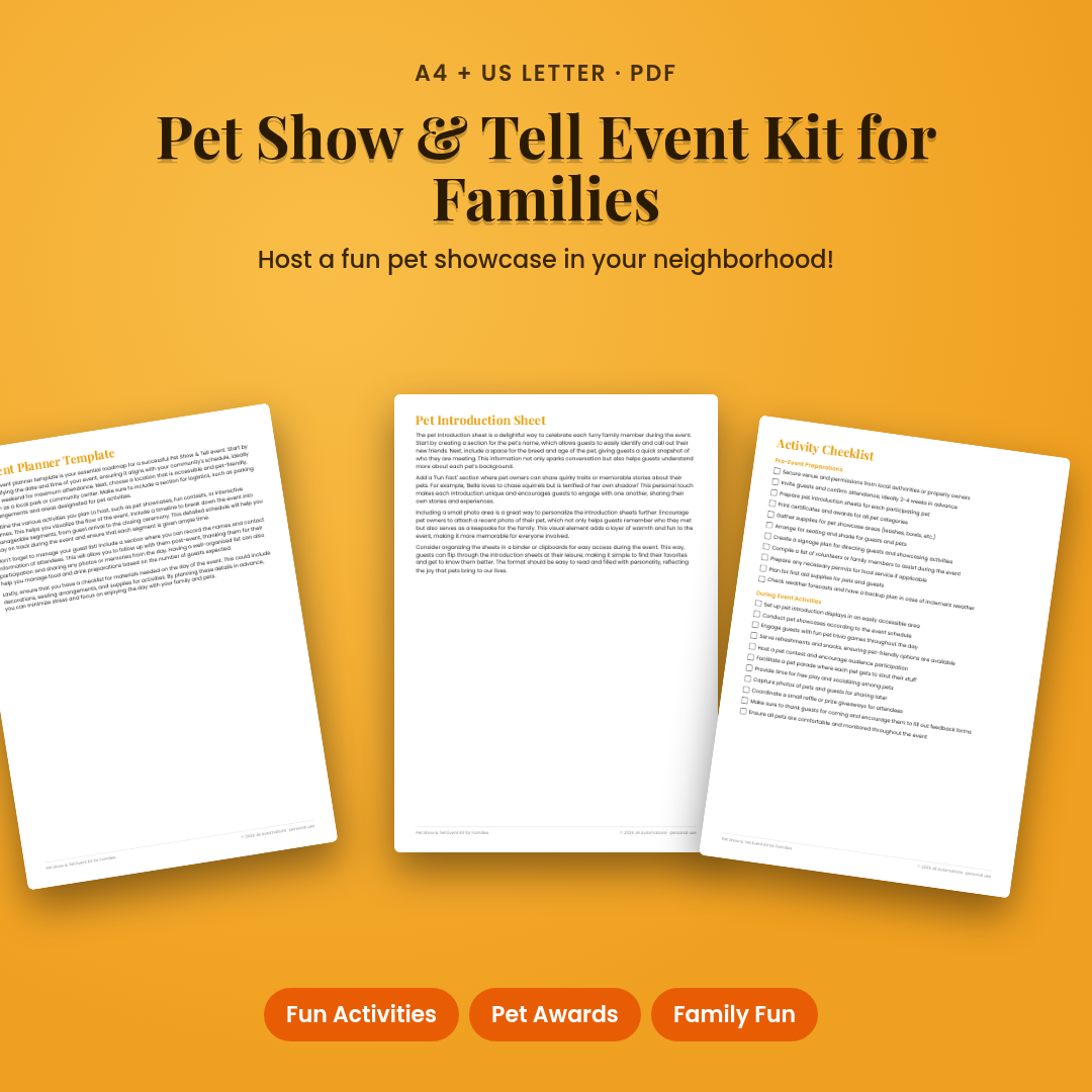 Pet Show & Tell Event Kit for Families