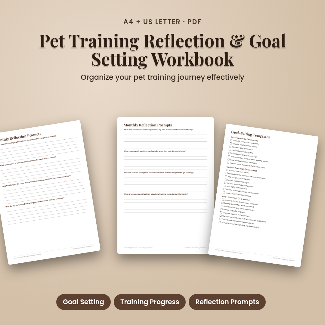 Pet Training Reflection & Goal Setting Workbook