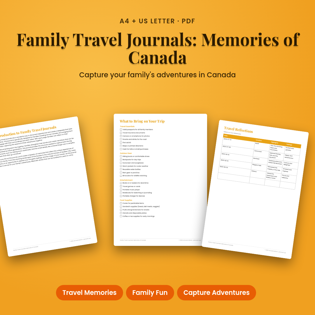 Family Travel Journals: Memories of Canada
