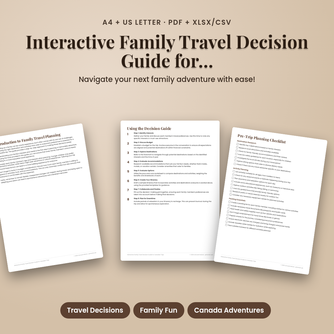 Interactive Family Travel Decision Guide for Canadian Trips