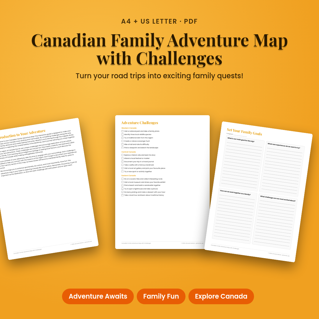 Canadian Family Adventure Map with Challenges