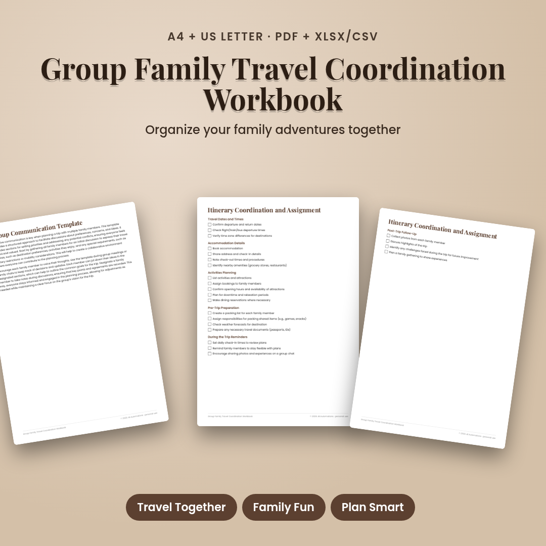 Group Family Travel Coordination Workbook