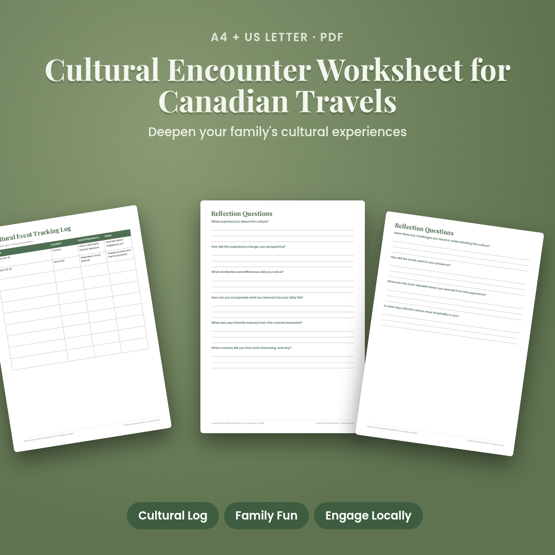 Cultural Encounter Worksheet for Canadian Travels