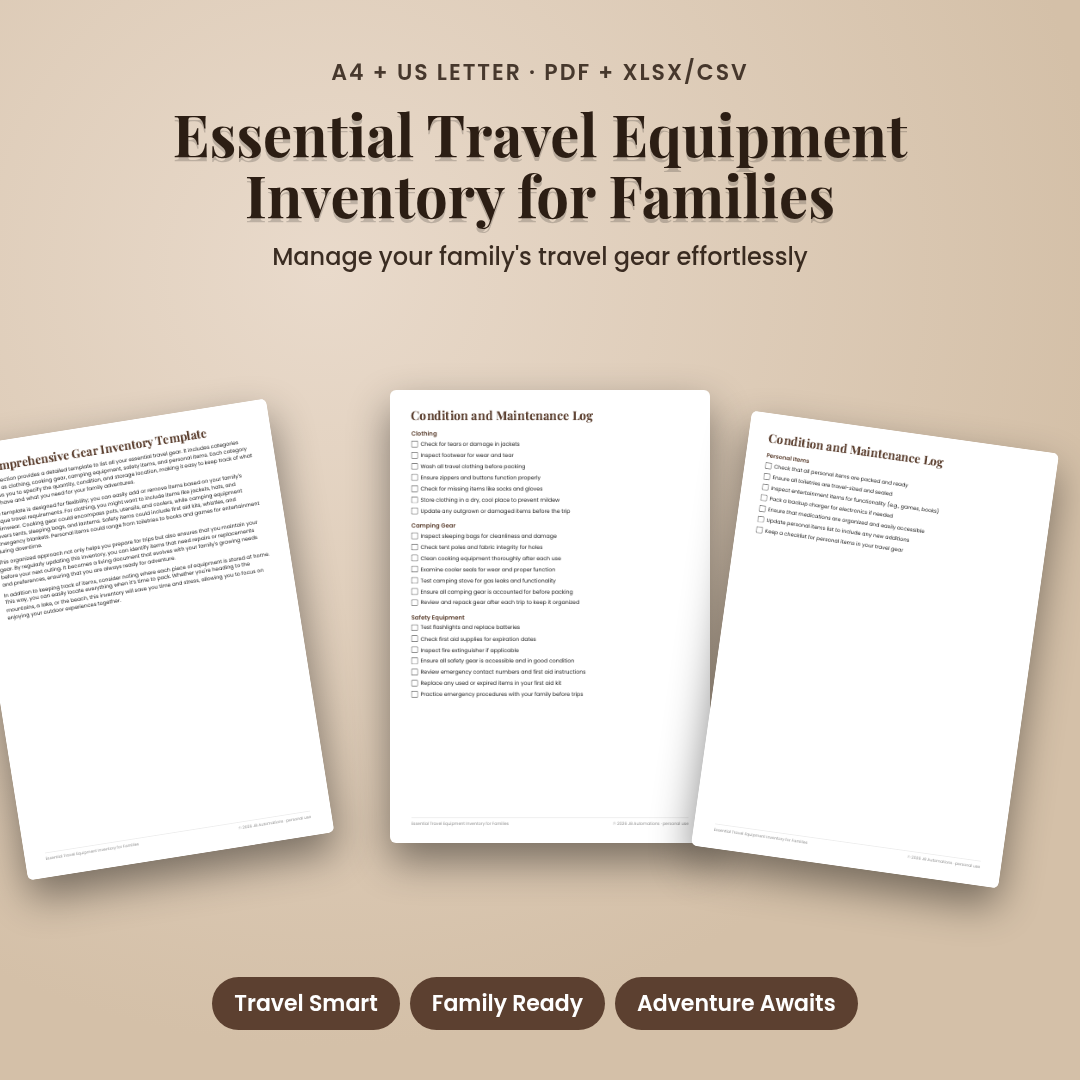 Essential Travel Equipment Inventory for Families