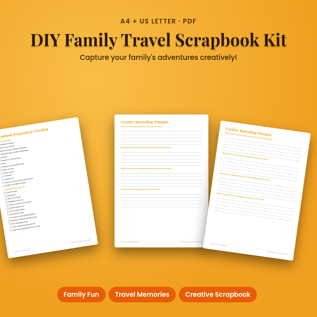 DIY Family Travel Scrapbook Kit