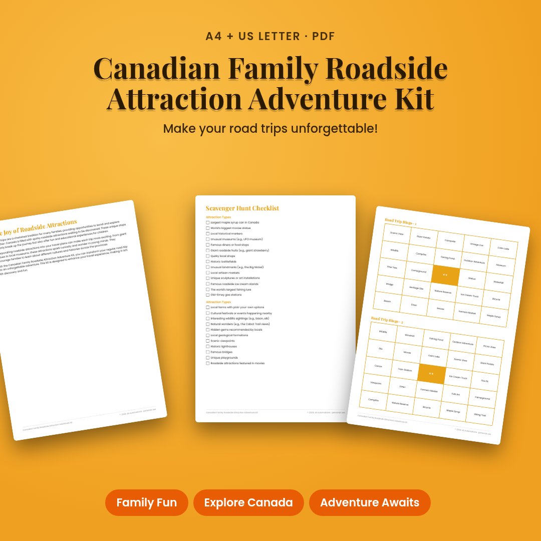 Canadian Family Roadside Attraction Adventure Kit