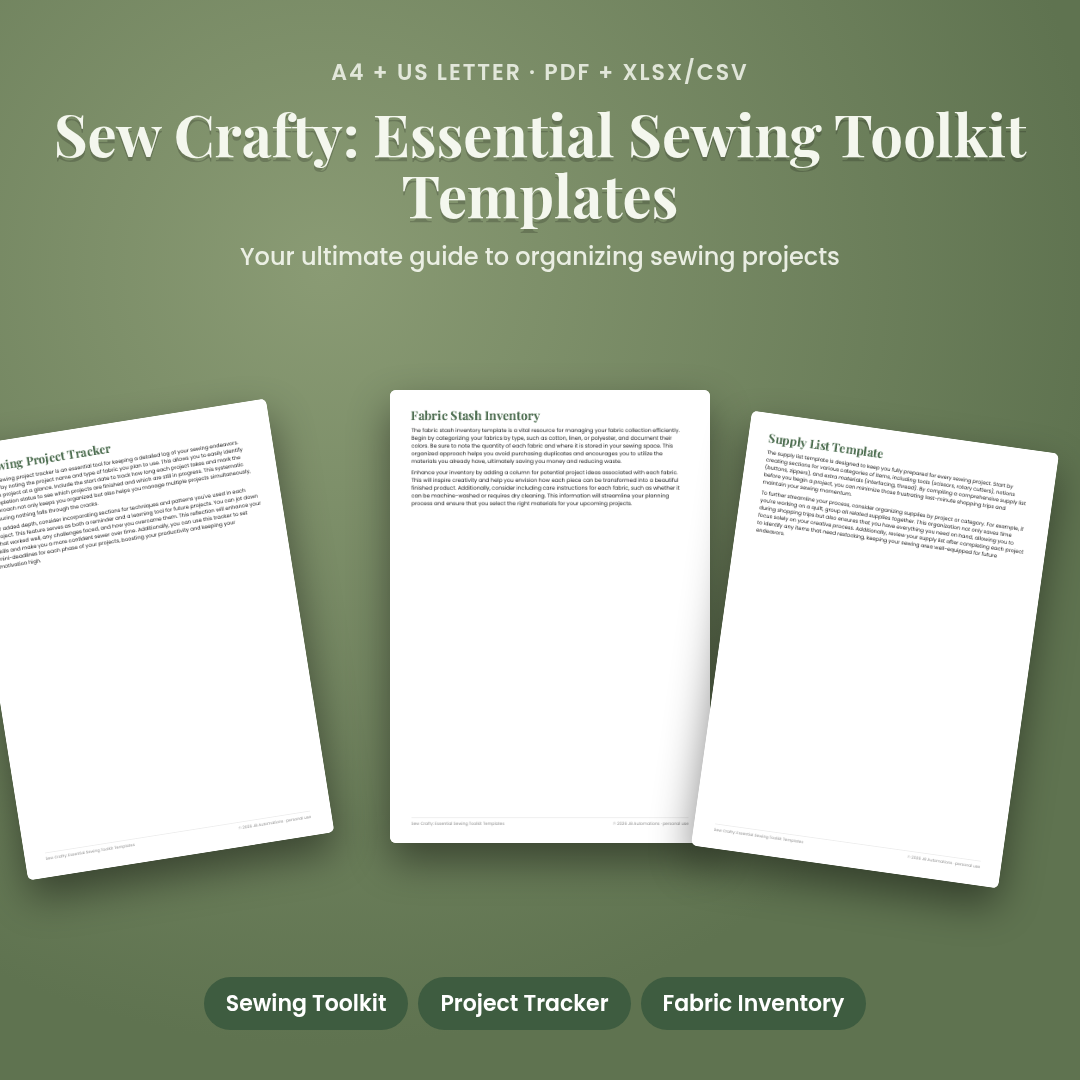 Sew Crafty: Essential Sewing Toolkit Templates