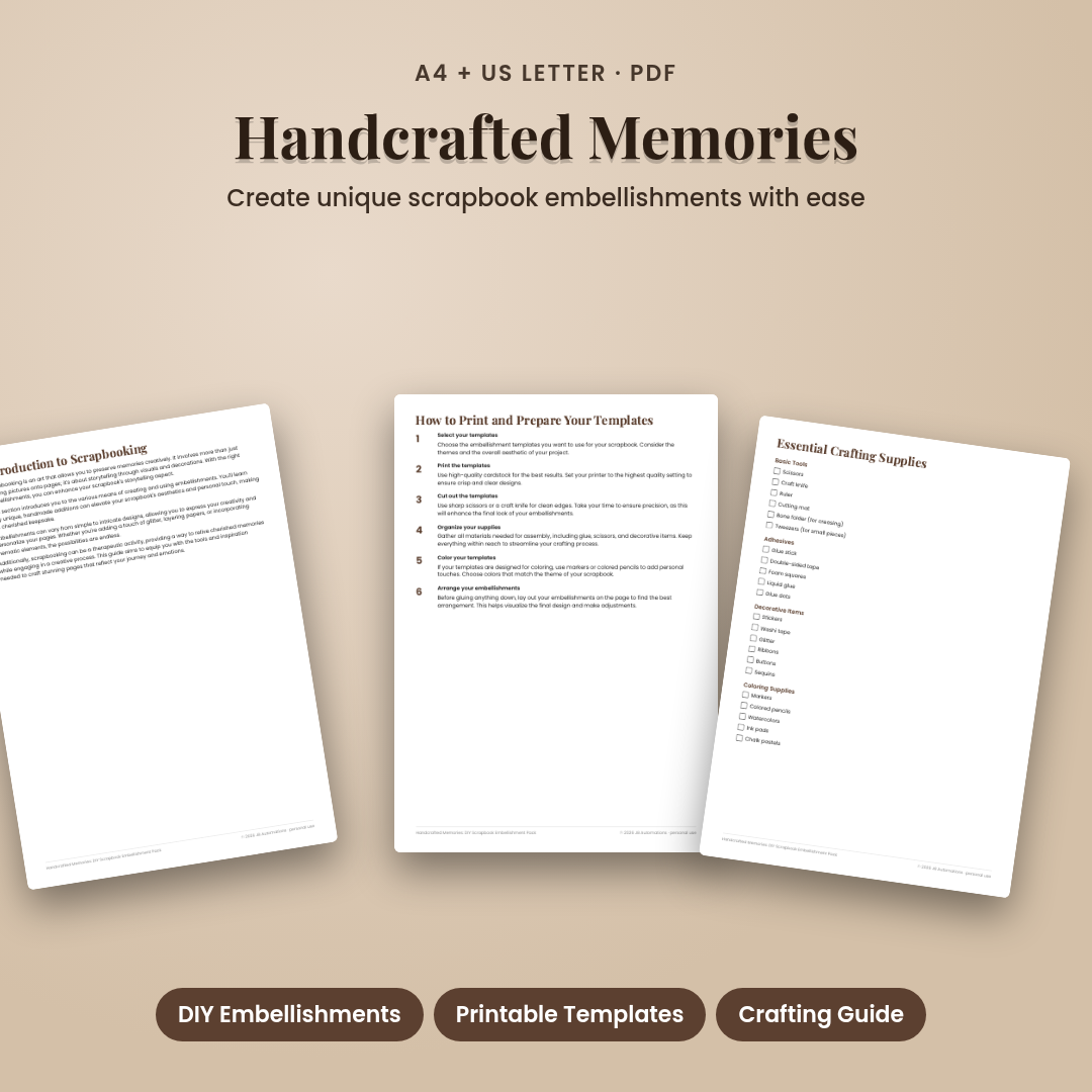 Handcrafted Memories: DIY Scrapbook Embellishment Pack