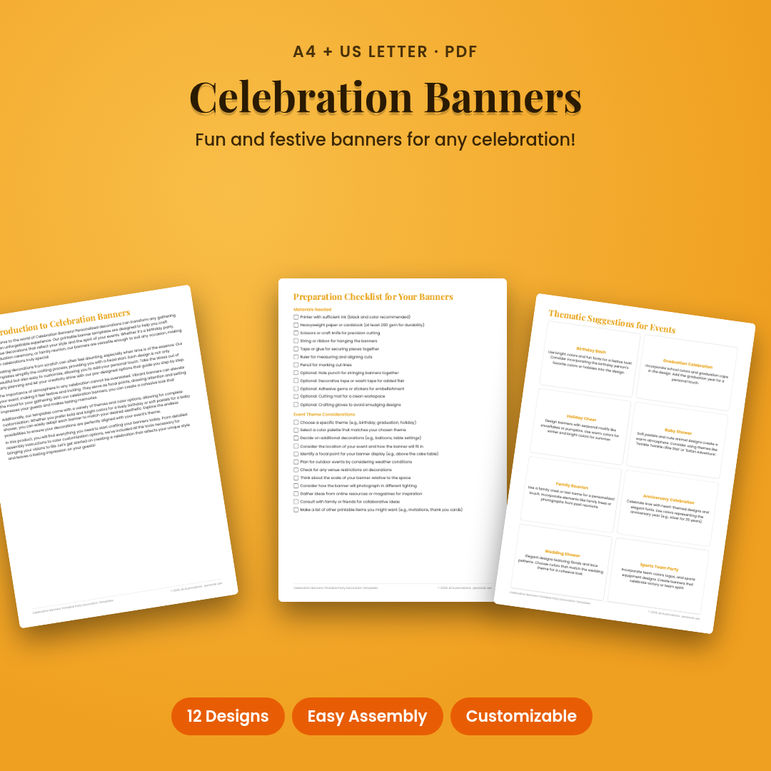 Celebration Banners: Printable Party Decoration Templates