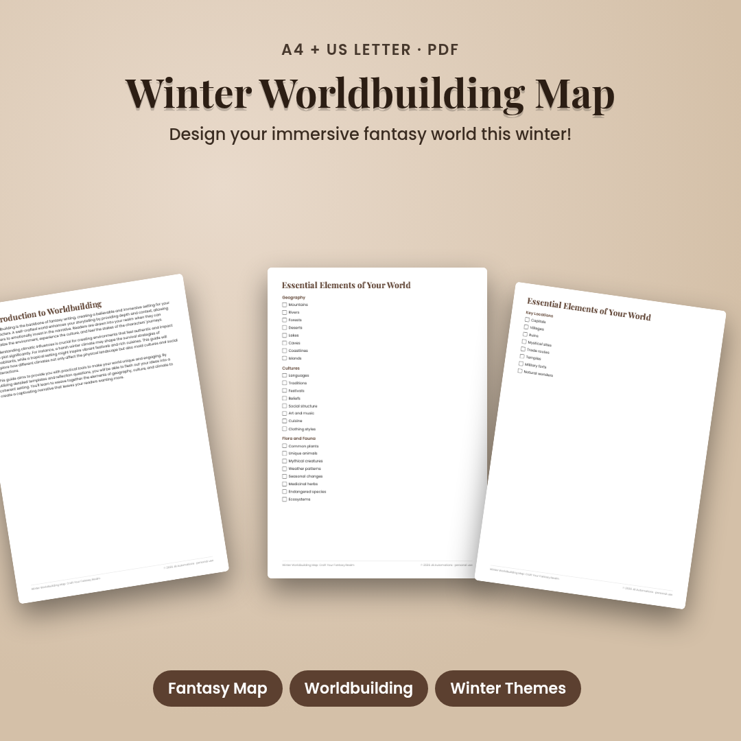 Winter Worldbuilding Map: Craft Your Fantasy Realm